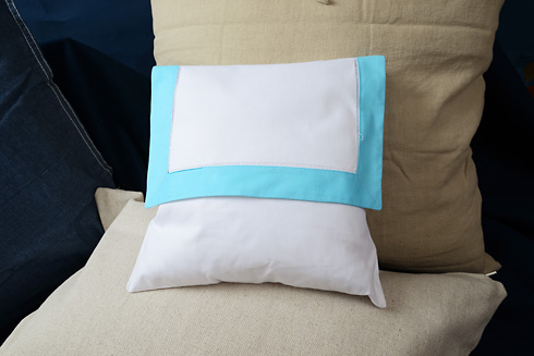 Hemstitch Baby Envelope Pillows. 12"x12". Aqua Marine color